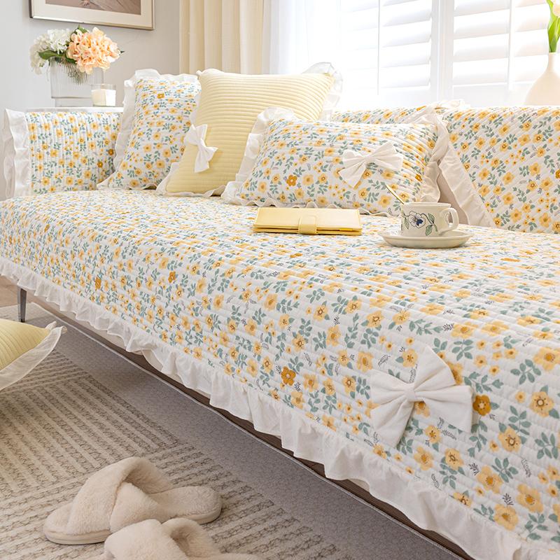 Internet Celebrity Pure Cotton Sofa Cushion Cotton Fabric Four Seasons Universal Non-Slip Seat Cushion  New Light Luxury Sofa Cover