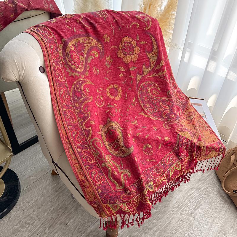 Ethnic Shawl Women's Scarf Scarf Jacquard Cashew Fringe Women's Long Scarf Shawl,Warm Scarf Shawl Outerwear