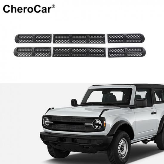 Matte Black Front Grille Grill erts Decor Mesh Trim Cover For 21+ Ford Bronco
