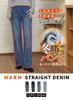 DAYCLOSET Slightly Brushed Denim Pants with Straight Fit and Adjustable Winter Pants661 Women's Warm, Waist, Bottoms, (JP, Alphabet, M, Blue)