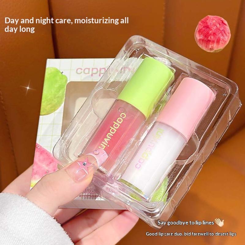 Cappuvini Refresher Lip Oil Set Deeply Hydrating Lip Light Moisturizing Lip Gloss Soothing Reduce Lip Lines Winter Lip Care