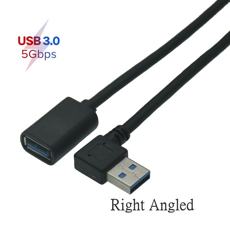 90 Degree Up Down Left Right Angle USB 3.0 Male to Female Extension Cable 5Gbps High Speed Data Transfer Cord for Laptop PC Hard Drive 0.3m 0.6m 1m