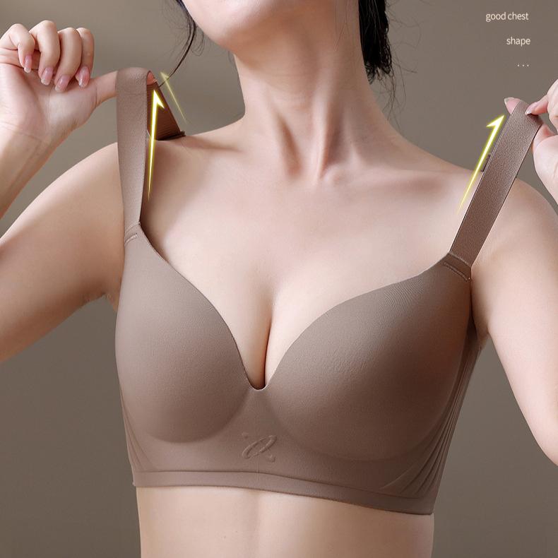 Large Size Smooth Surface Bra for Women Seamless Bra Double Breasted Slim Gathered and Adjusted Bra