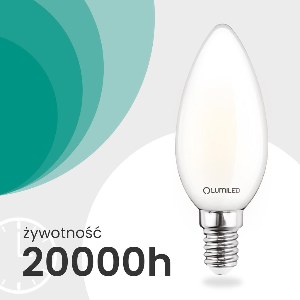 10X Led Bulb E14 Candle B35 2.2W 470Lm = 40W 4000K Neutral 360° Filament Class A Lumiled