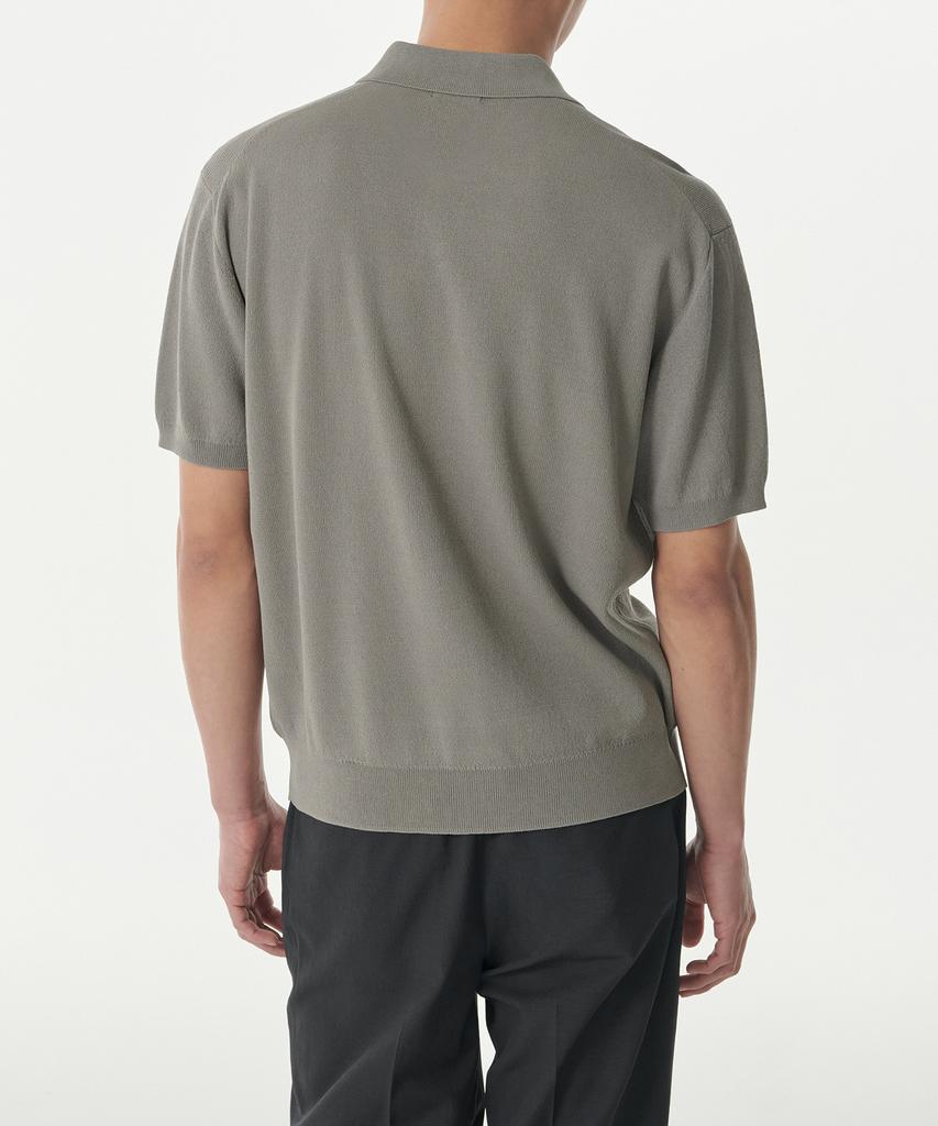 MUSINSA STANDARD Cool Touch Slit Neck Knitted Polo Shirt [Titan Grey]