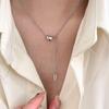 S925 Sterling Silver Korean Minimalist Lucky Tag Bean Necklace Choker