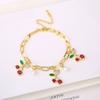 Fruit Cherry Charm Bracelet Gold Plated Metal Bracelet New Design Cherry Pearl Bracelet  Party
