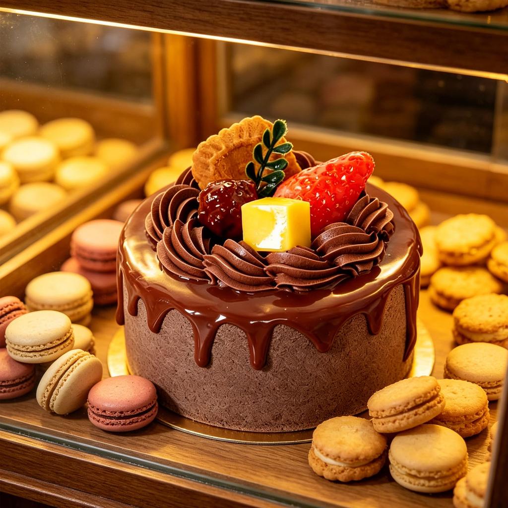 Artificial Birthday Cake 4 Inch Realistic Simulation Cake Display Model for Bakery Shop Window Photography Props 4 Inch