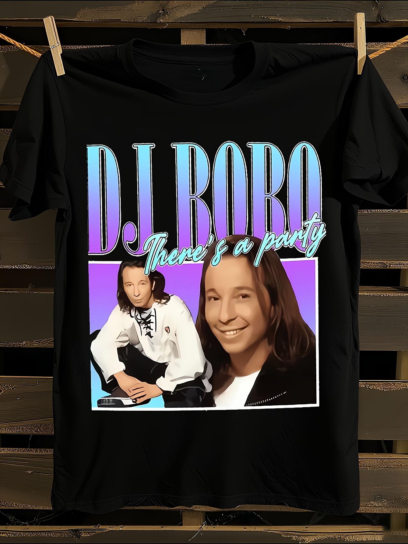 DJ Bobo 90s Retro Eurodance Graphic T-Shirt Mens Tshirt Womens Tshirts with Letters Print Short Sleeves T-Shirt Casual Street Tee Shirt Top XXL