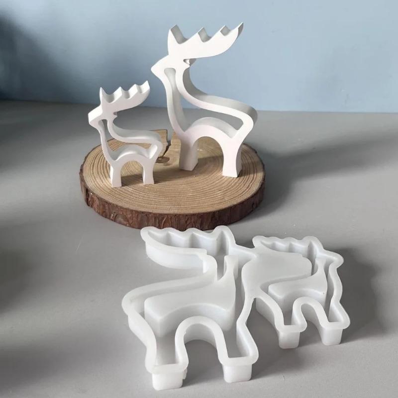 Elk Silicone Candle Mold DIY Xmas Deer Ornaments Making Soap Plaster Resin Casting Molds Home Decor Craft Gifts