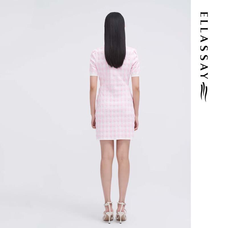 ELLASSAY Waist-Cinching Plaid Dress