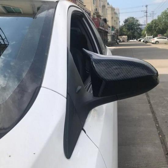 Carbon Fiber OX Horn Side Rearview Mirror Cover Cap For Toyota Corolla 2014-2018