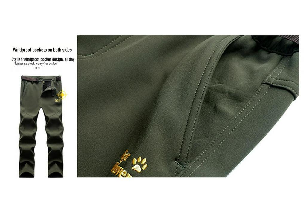 Men's and Women's Warm Fleece-Lined Waterproof Softshell Outdoor Pants for Hiking and Mountaineering