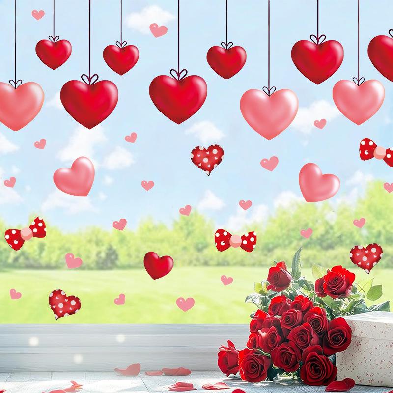 Heart Shaped Wall Window Stickers Valentine'S Day Festive Party Atmosphere Decorations For Home Party Shop Restaurant