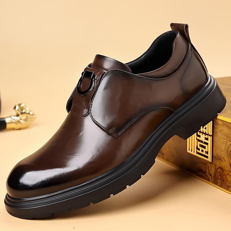 Fashion 2025 British Style Men's Leather Casual Shoes Thick Soled Wear-resistant Classic Loafers Business Men's Formal Shoes Trendy