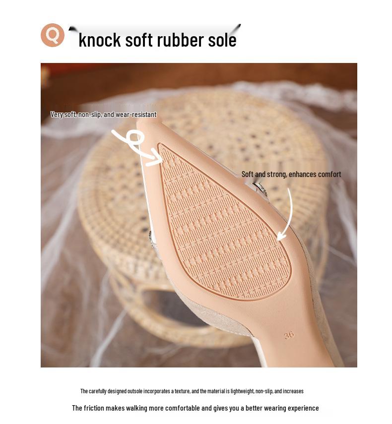 Exquisite Satin Stiletto Mules: Women's Pointed Toe, Side Cutout, Spring-Summer 2025 Collection