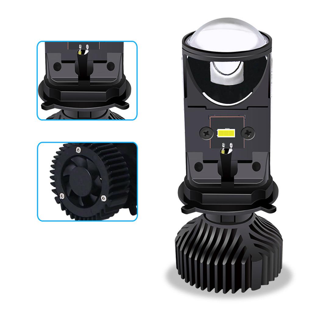 Motorrad LED Scheinwerfer Birne Hohe Helligkeit Fischaugen Lampe Kit Aluminium 12‑24V Fern- und Abblendlicht Y8 H4