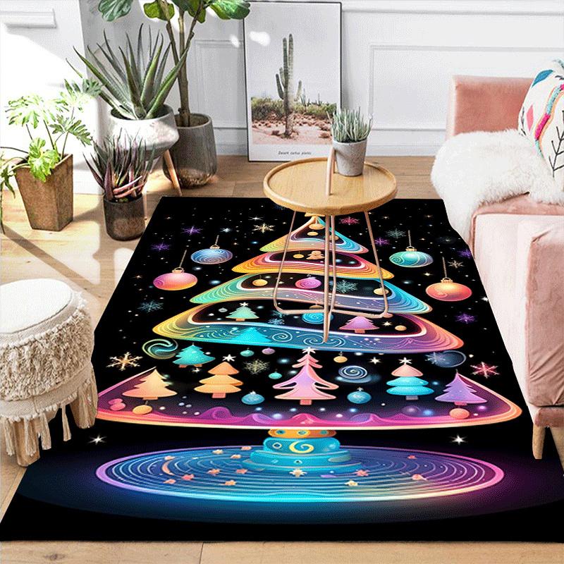1pc Beautiful Christmas tree Design Area Rug - Soft, Anti-Slip, and Durable Gaming Room Decor for Bedroom