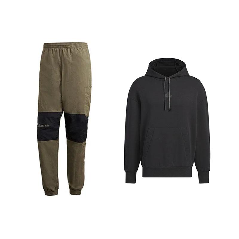 

Adidas Outdoor Casual Reflective Stripe Long Sleeve Hooded Top Logo Print Vintage Sports Work Pants Sweatshirt Set Men Set /GJ6727+IM9037 XL