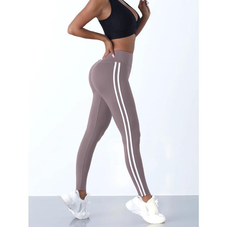 Yoga Leggings Women Striped Slim Sports Pants High Waist Hip Liftting Casul Tights Workout Running Stretchy  Gym Leggings