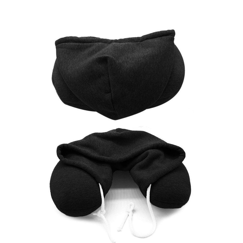 Hooded Hoodie U Shape With Hat Travel Neck Pillow Cushion Microbead Home Car UK