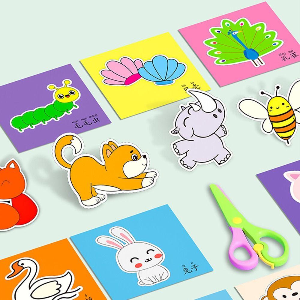 96PCS/Set Cut Paper Craft Toys Multicolor Preschool Cutting Practice Paper Art Toys  Kids Gifts