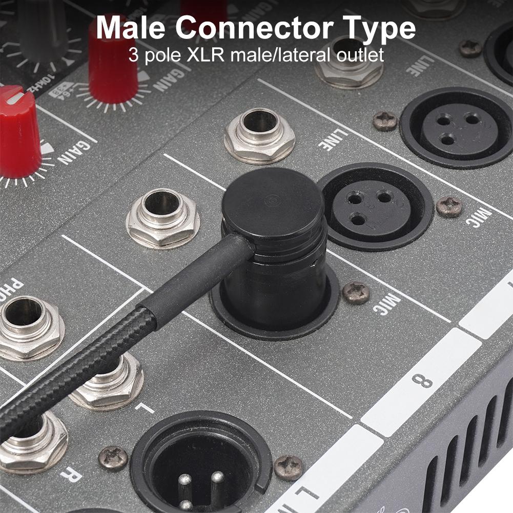 Male To Male/Female To Female XLR Microphone Audio Cables Connector 3 Pin Black Shell XLR Solder Connector 90 Degree Right Angle