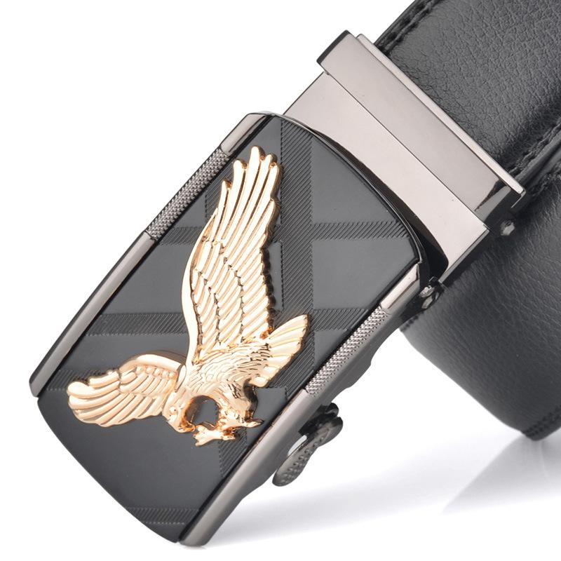 2024 Men's Genuine Leather Belt Eagle Style Automatic Buckle Belt Strap Adjustable Luxury Brand Belt Fashion Business Men's Belt