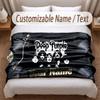 Deep Purple Printed Flannel Blanket Custom Name Text Soft Warm Throw For Bedroom Holiday Gift