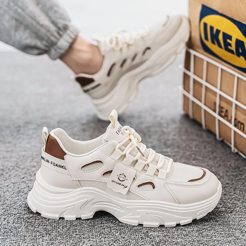 Men's autumn new breathable mesh shoes men's trend versatile platform white shoes men's sports and leisure shoes