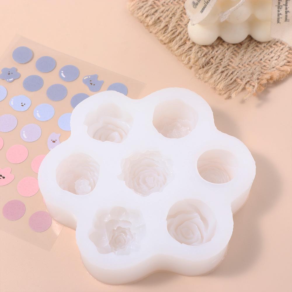 Rosenblüten-Kerzenform Pfingstrosen-Seifenform DIY 7-in-1 Blumen-Silikonform Kerzenherstellung
