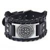 Punk Men Wide Bangle Accessory Wolf Head Charm Bracelet Leather Weave Adjustable Wristband Friendship Jewelry