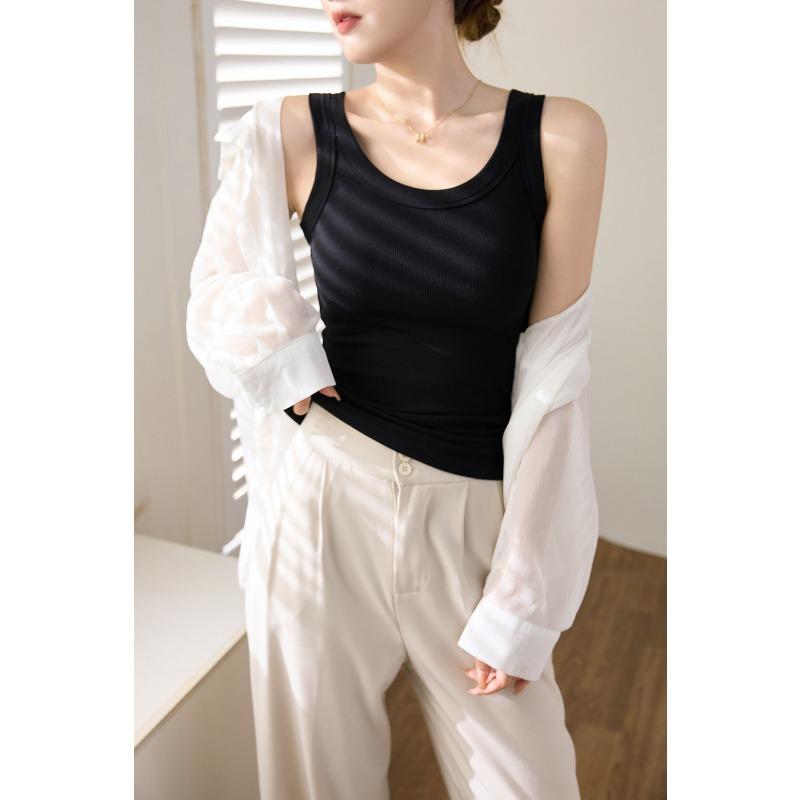 

Жіночі фіксовані чашки з підкладками для бюстгальтера, високоеластична бавовняна обкладинка з тонкою ниткою, підтримка бокових грудей, внутрішня майка-камісоль, бюстьє, блузка з захистом від просвічування L чорний