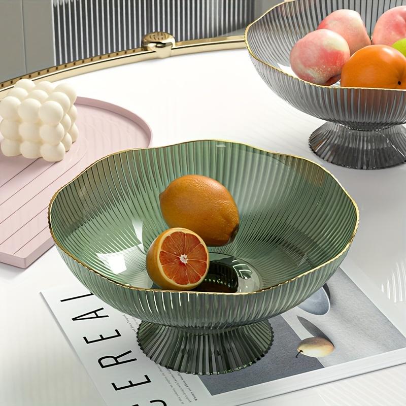 Plateau à fruits de luxe pour la maison, plastique transparent PET, style Ins, plateau à snacks ménager, bordure dorée, panier à fruits fleuri, plateau à fruits KTV, un paquet