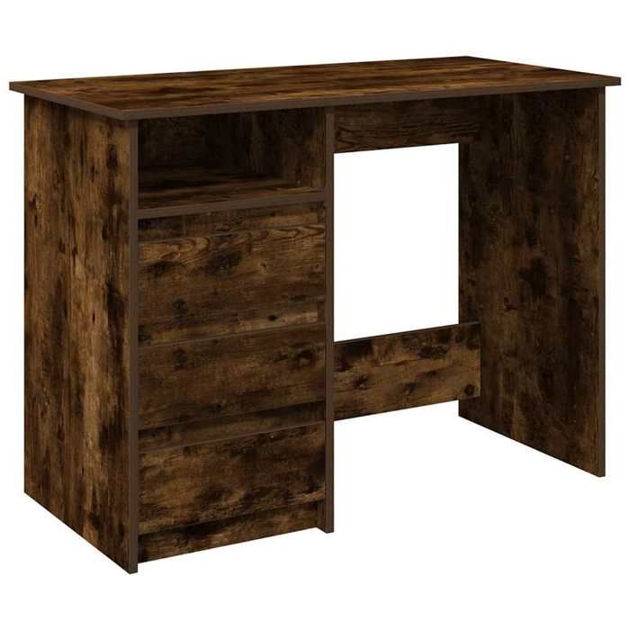 VidaXL Bureau chêne fumé 102x50x75 cm bois d'ingénierie, bureau d'ordinateur, bureau debout, bureau avec rangement, bureau 860467