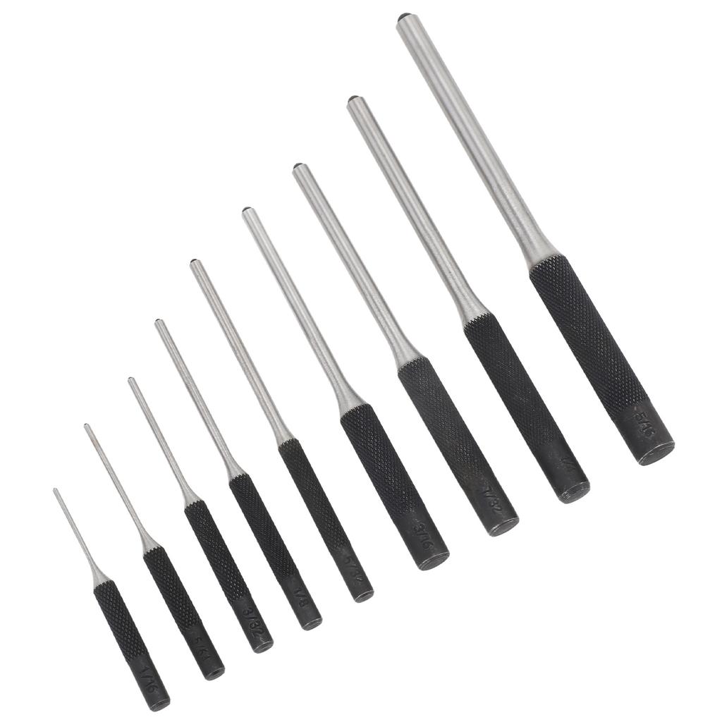 9pcs Roll Pin Punch Set Hardened Steel Removing Pin Punch Tool with Red Storage Pouch For Watch Repair Jewelry Craft