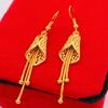 24k Gold-Plated Vietnamese Hollow Leaf Cicada Earrings for Women