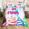 Cartoon Food Duvet Cover Twin Queen Size Yummy Dessert Bedding Set, Ice Cream Pattern Comforter Cover for Kids Girls Room Dorm