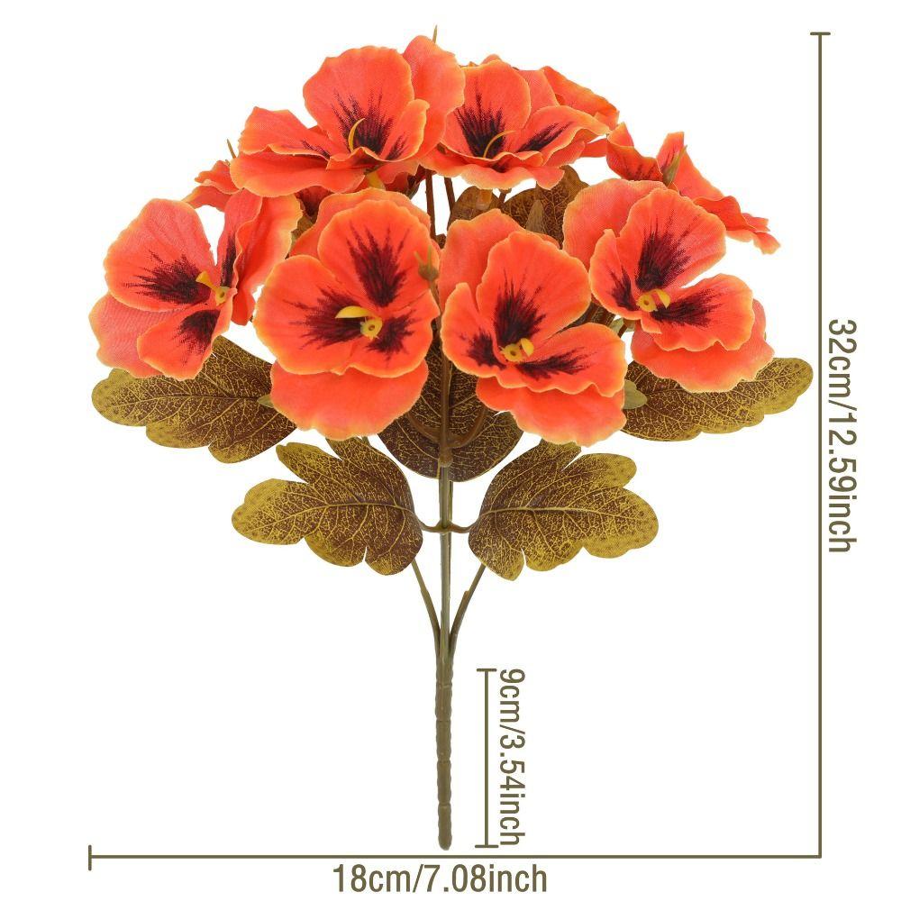 32cm Fake Flowers Reusable Faux Pansy Flowers Elegant UV Resistant Flowers  Home Decoration