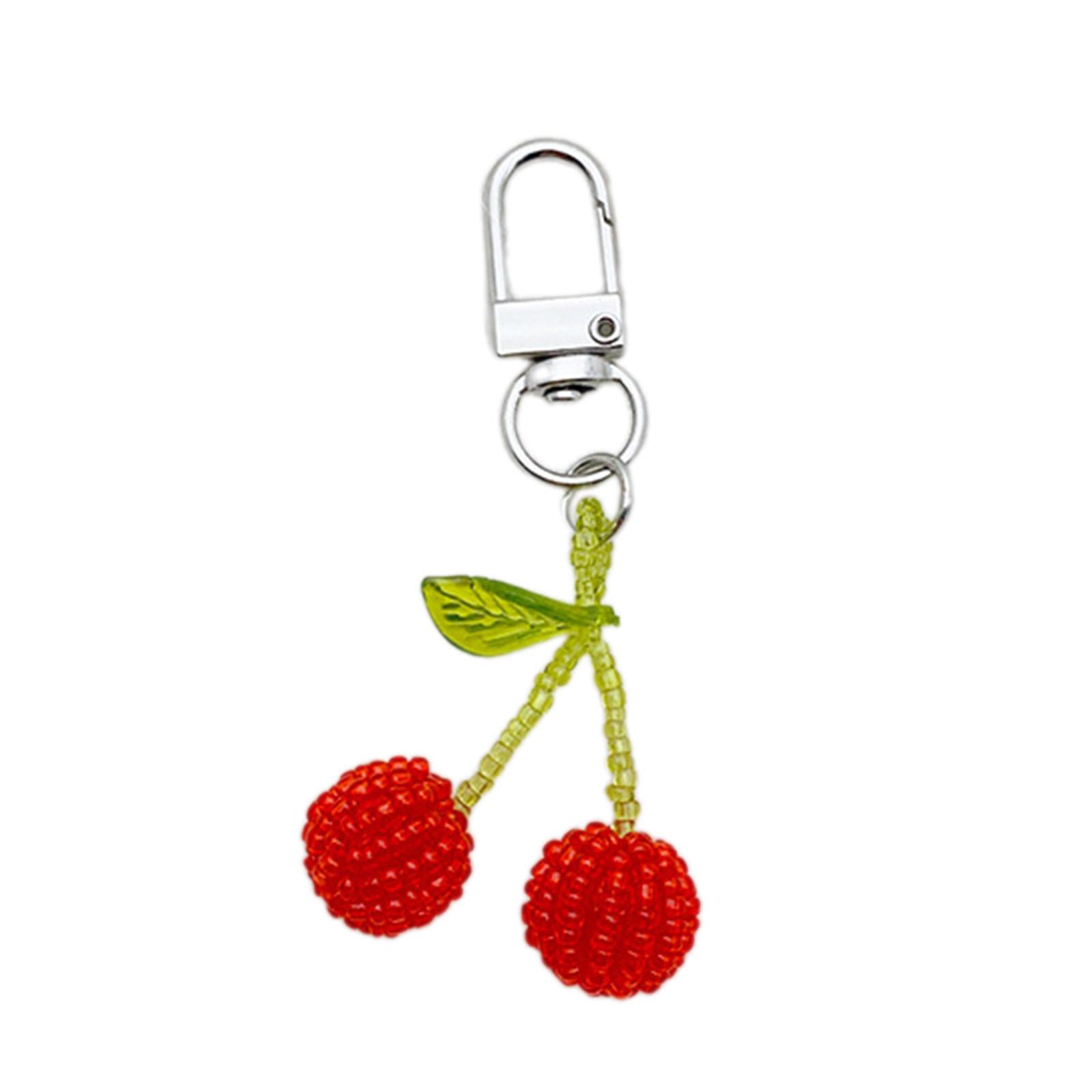 

Lovely Crystal Cherry Keychain Practical Bag Charm Schoolbag Hanging Pendant Decor for Purse Bag Backpack Handbag Wallet A красный