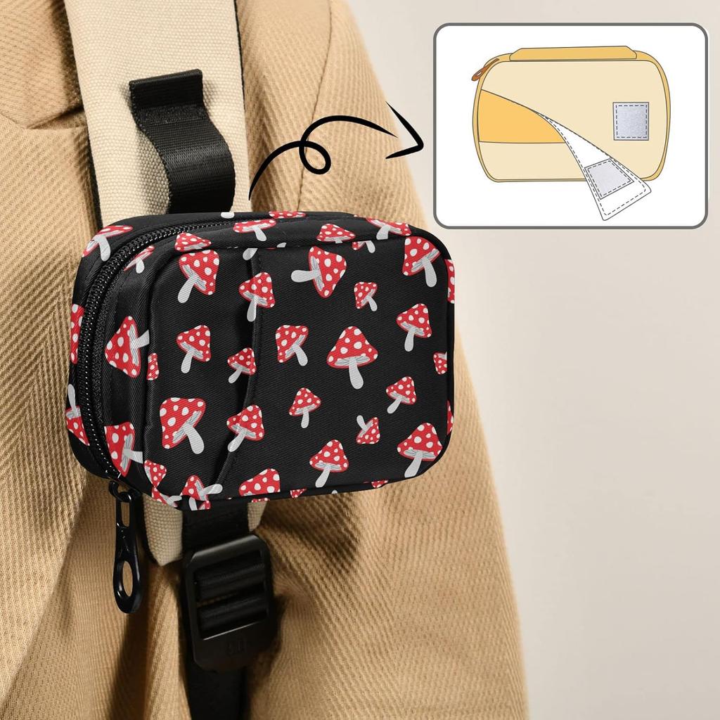 Cute Mushroom Pill Case, Portable Weekly Pill Box Bag Container 7 Days Pill Organizer Vitamin Supplement Holder with Zipper for Travel Family