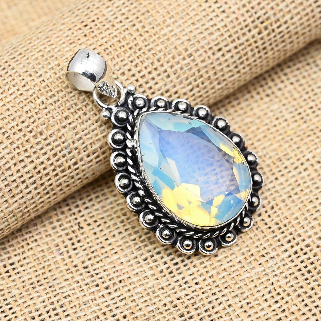 Ravishing Milky Opal Gemstone 925 Sterling Silver Jewelry Pendant For Wedding Gift