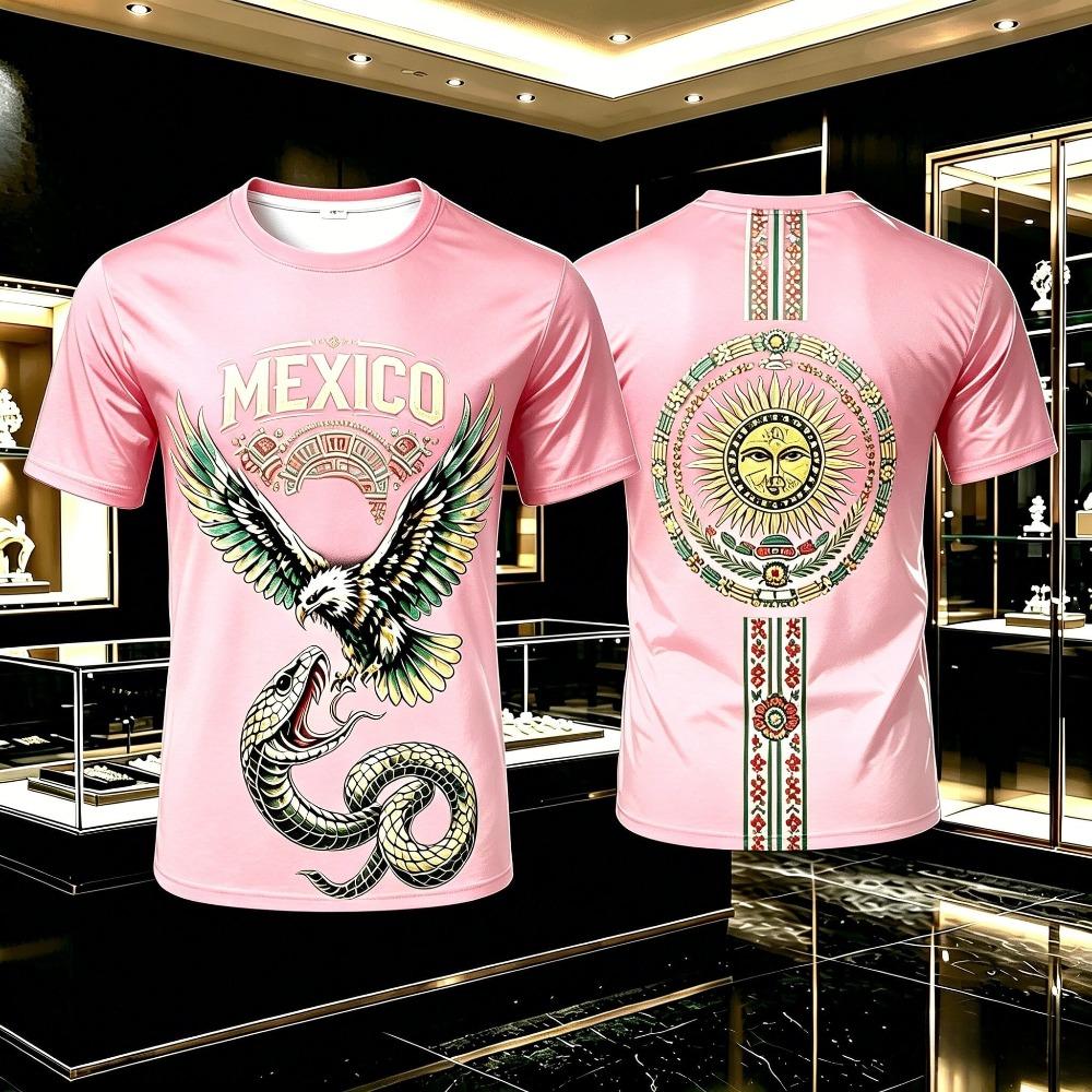 Mexico Aztec Parent-child OutfitKids T-shirts Style Summer Fashion Print Casual Women Short Sleeve Men's Sports Tee Shirt