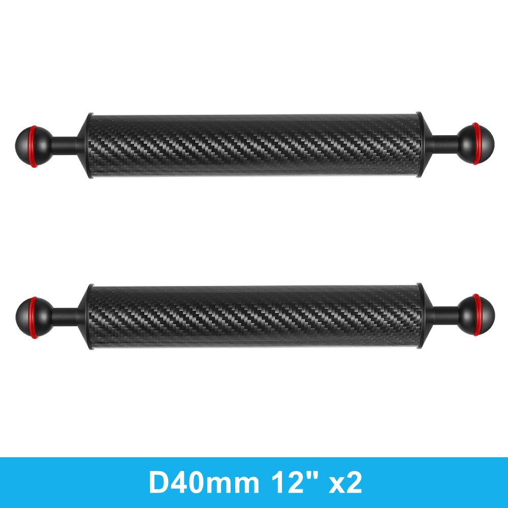 2 x D40mm Carbon Fiber Underwater Float Arm for Diving Tray Housing Video Light/Strobe Buoyancy Floating Ball Mounting (2 PCS)