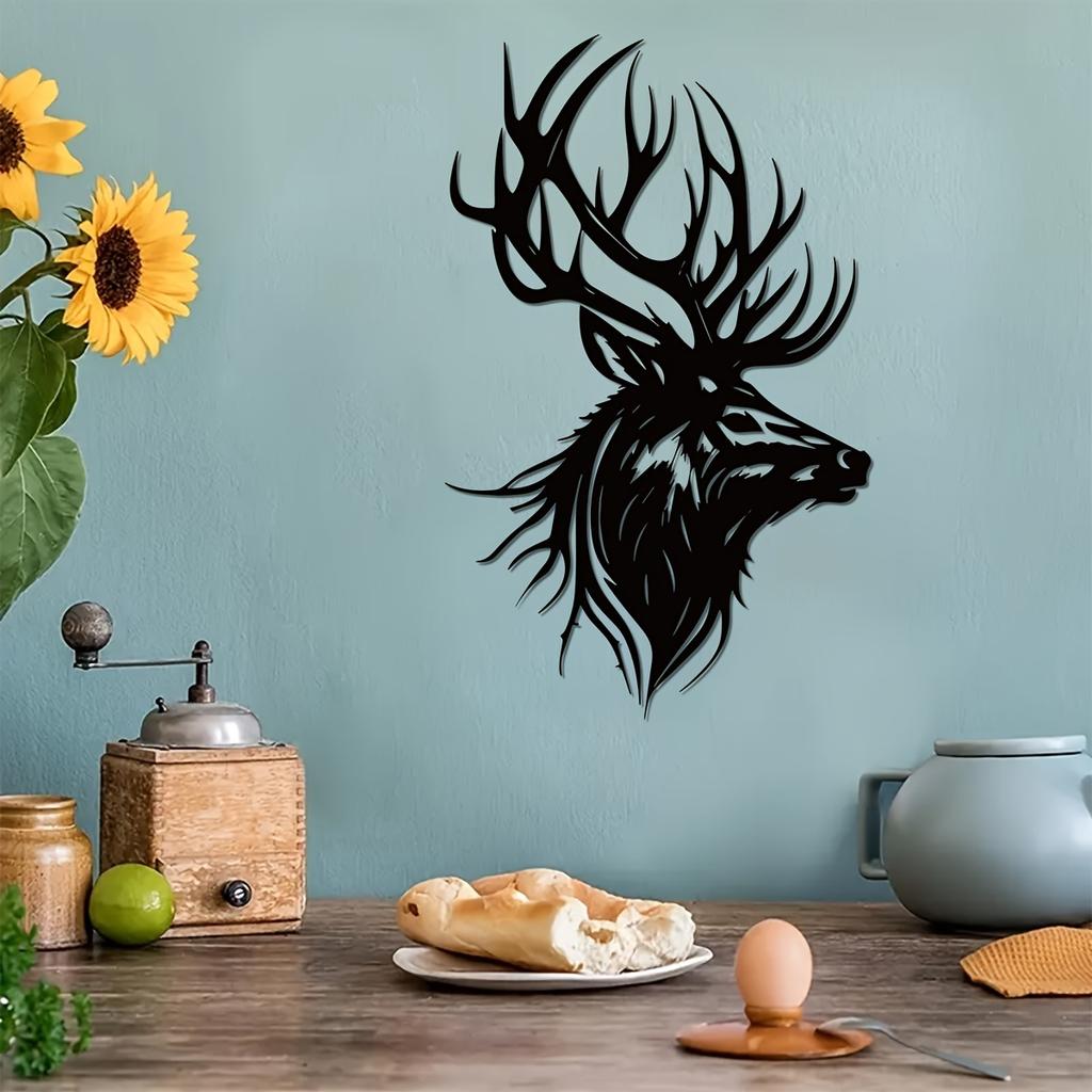 1pc Metal Deer Wall Art Rustic Lodge Decor Outdoor Silhouette Christmas Halloween New Year Gift