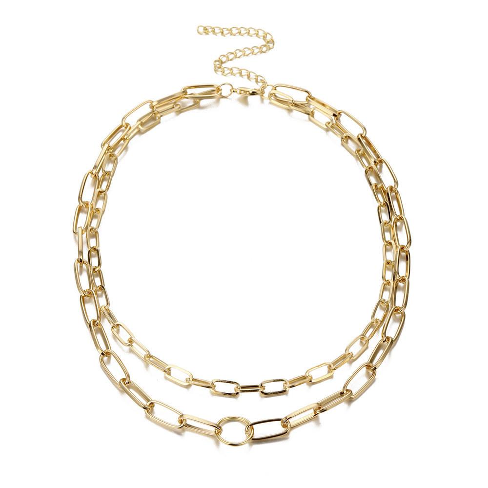 Layer Double Stunning Chain Necklace For Women With Elegant Geometric Design And Alloy Composition