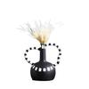 Elegant Black and White Striped Resin Vase for Home Decor