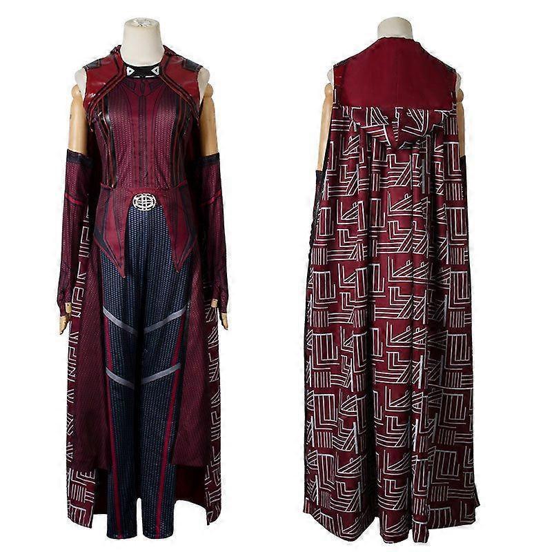 Scarlet Witch Cosplay Costume Full Set WandaVision Halloween Cosplay Satin Roleplay Dress