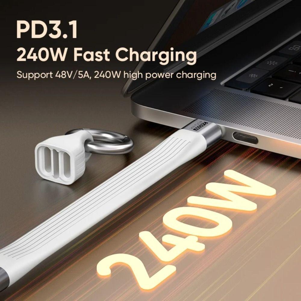 Silicone USB Cable Keychain High-Speed Transfer 40Gbps Data Cable 240W USB C Cable Universal