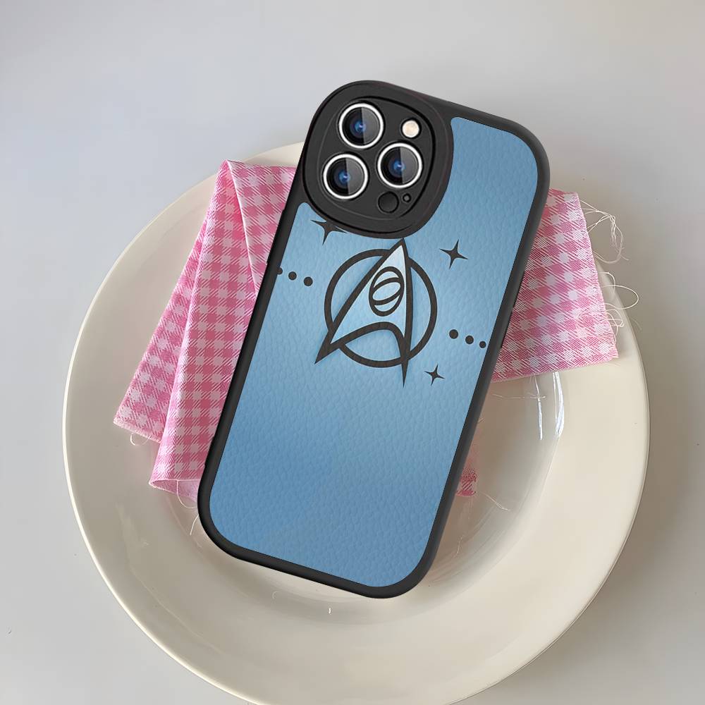 Star T-Trek Movie Logo Leather Phone Case For IPhone 16 14 15 Pro Plus 13 12 11 Pro Max Silicone Cover